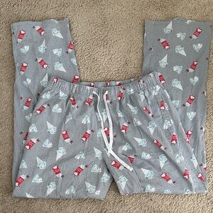 Women's Gray Pajama Pants with Red and White Print